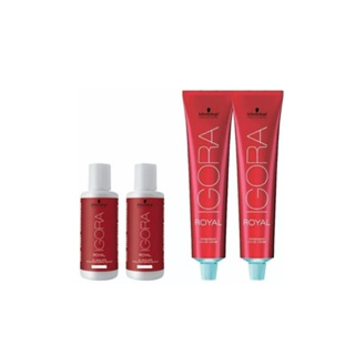 Kit Schwarzkopf Igora Royal 2x tintas 60g + 2x Agua Ox 60ml em Oferta na Shopee