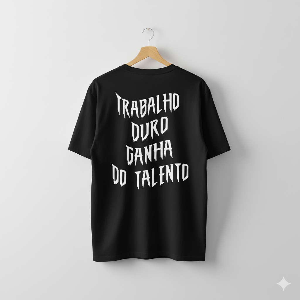 Camiseta Oversized Streetwear Trabalho Duro Academia