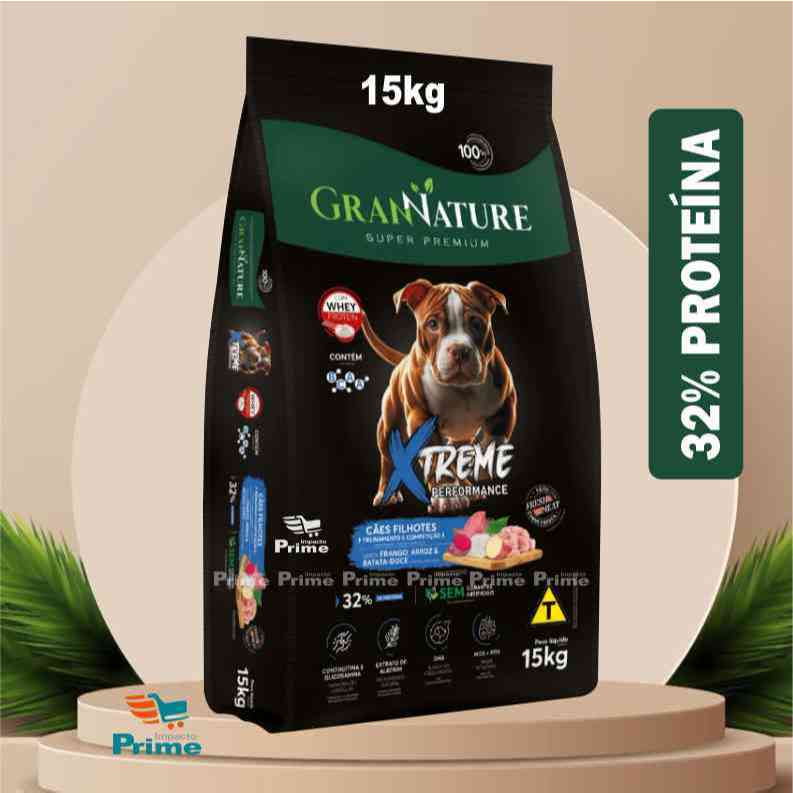 Ração Cachorro Filhote Xtreme 15kg Super Premium Alta Performance Whey Bcaa Batata Doce