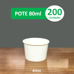 Pote Papel Biodegradável 80ml - Kit 200 unidades