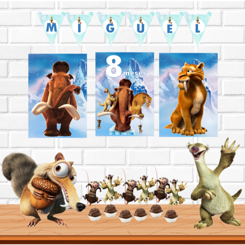 Kit festa A Era do Gelo / só um bolinho / decoração infantil / lembrancinha mimo personalizado / mesversário/aniversário