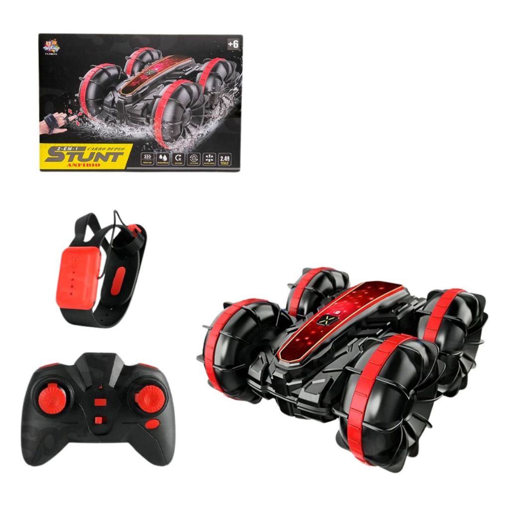 Carrinho Controle Remoto Anfíbio Stunt Car 4x4 Recarregável com Controle por Gestos – À Prova D’Água