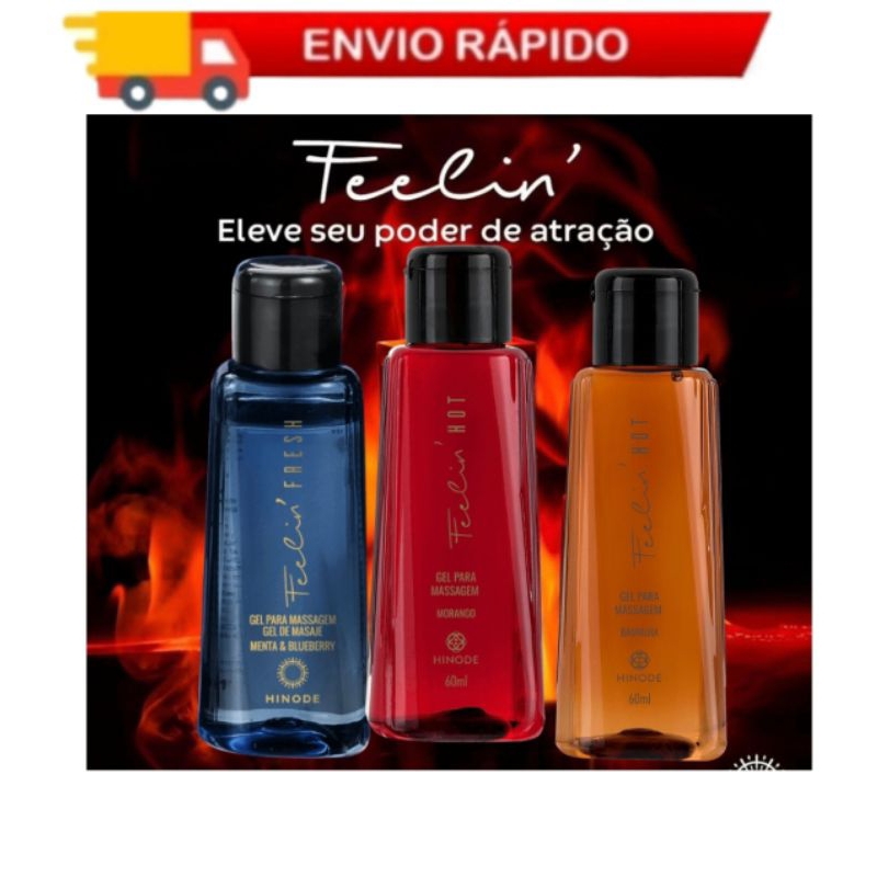 Gel Hot Para Massagem Feelin 60g Morango I Baunilha I Fresh Menta E Blueberry Hinode
