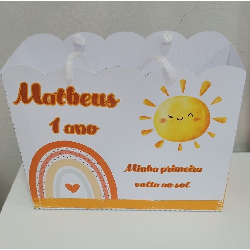 Sacolinha personalizada minha primeira volta ao sol, pegue e monte, lembrancinhas personalizadas, aniversário