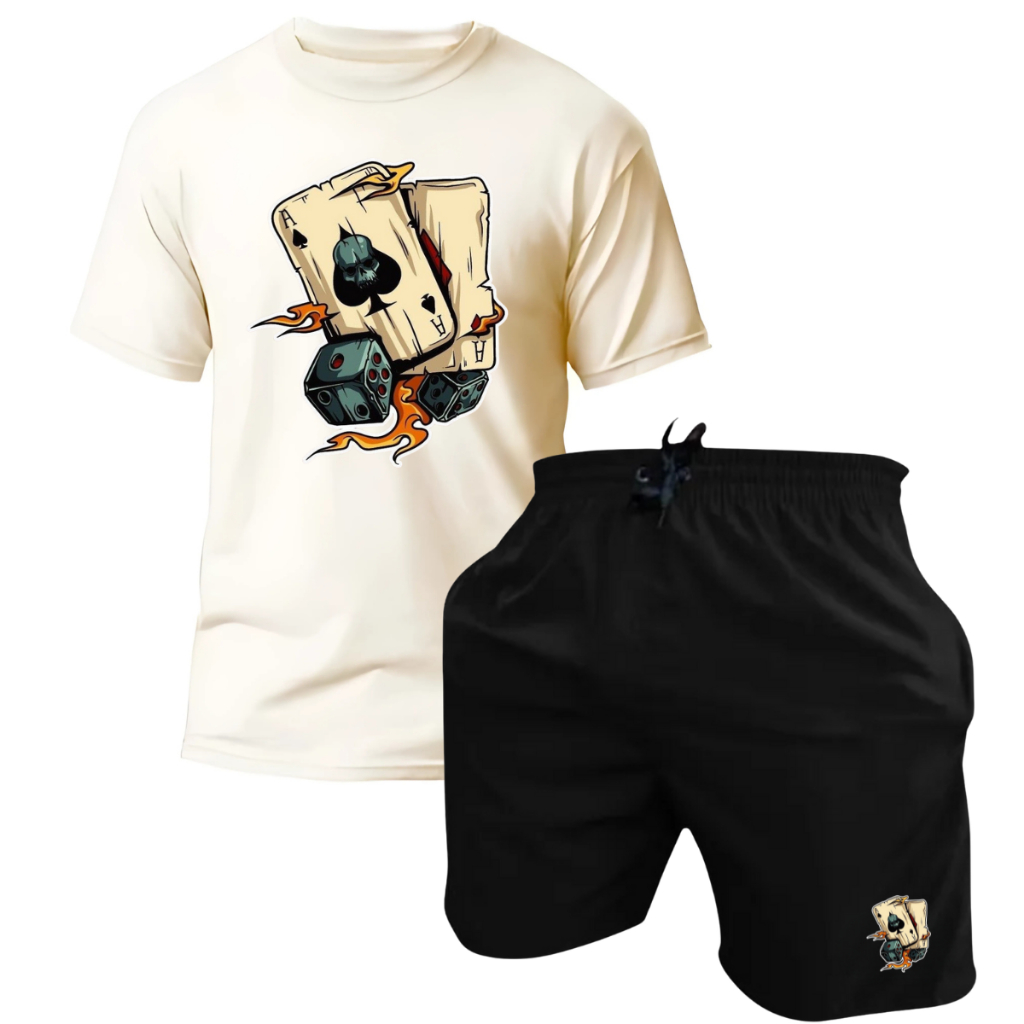 Kit Camiseta e Short Tactel Masculina Algodão Premium em Oferta na Shopee