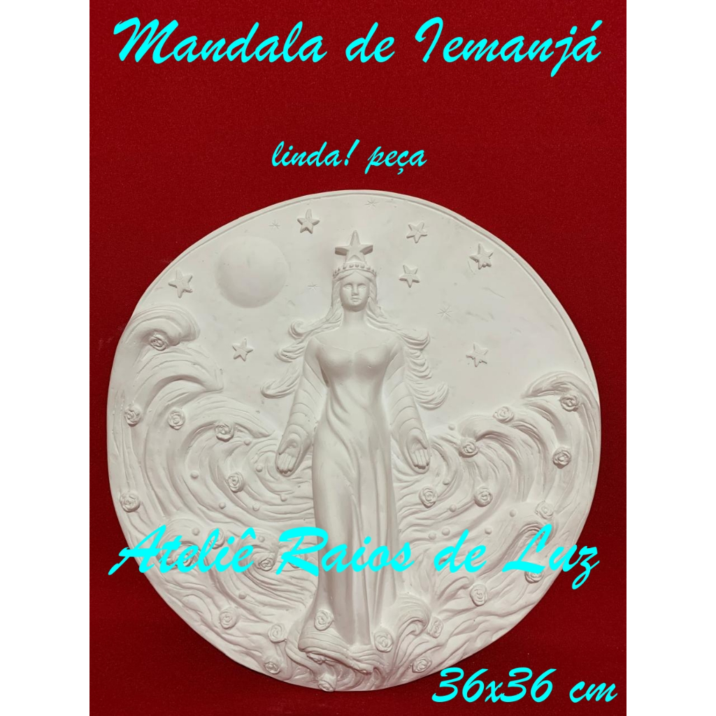 Mandala de Iemanjá – Escultura em Gesso 36x36cm (Cru ou Pintada à Mão) em Oferta na Shopee