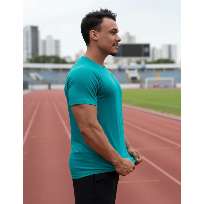Camiseta Performance Tech Modal Masculina Manga Curta Proteção UV 50 Poliamida Corrida Academia