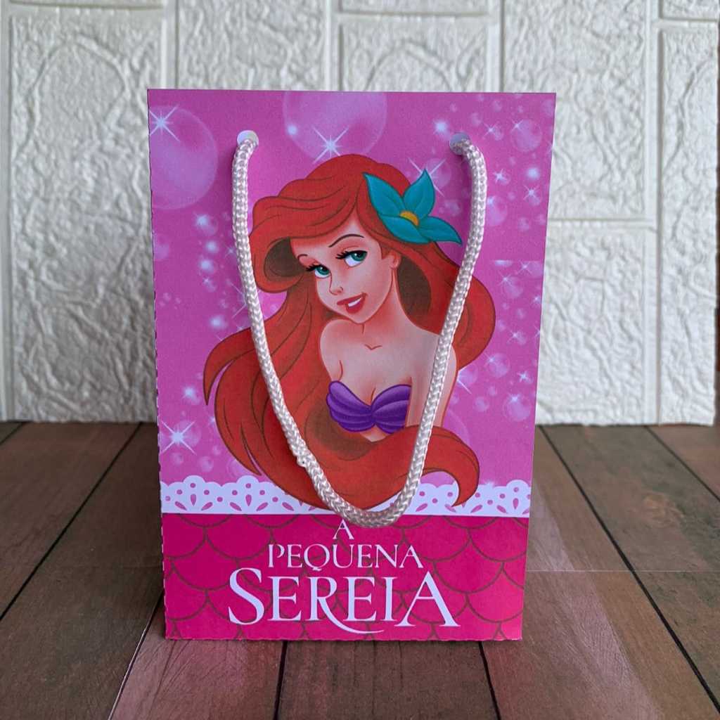 Sacolinha Surpresa Personalizada Lembrancinha Princesa Pequena Sereia Ariel PEGUE E MONTE