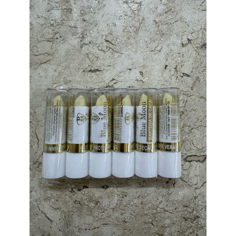 Kit 6 Hidratante Labial Blue Moon Manteiga de Cacau Protetor Labial Natural em Oferta na Shopee