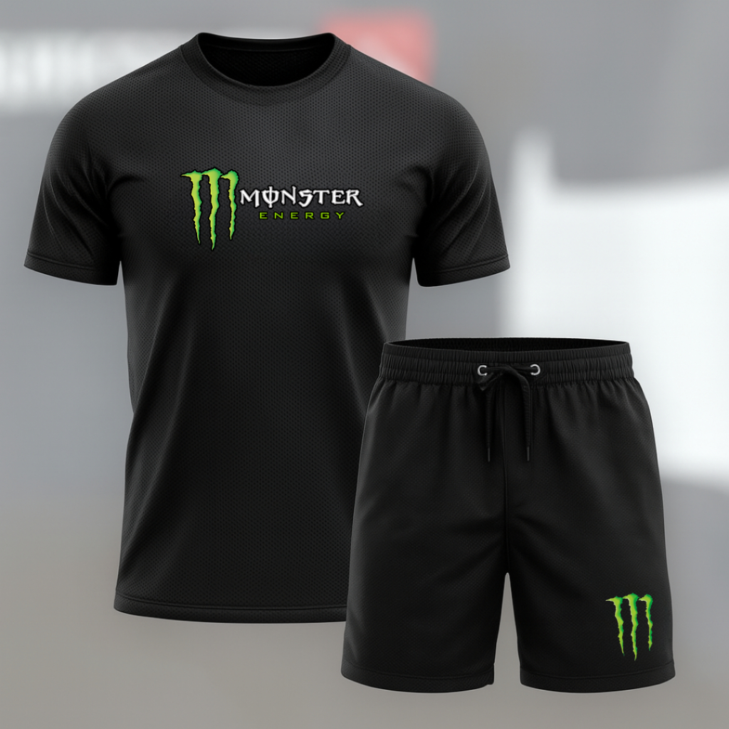 Conjunto Camiseta e Bermuda MNST - Kit 2 Peças - 1 Camisa Dry fit | 1 Short Tactel Mauricinho Esportivo Academia Slim Conjunto Camiseta e Bermuda MNST - Kit 2 Peças - 1 Camisa Dry fit | 1 Short Tactel Mauricinho Esportivo Academia Slim