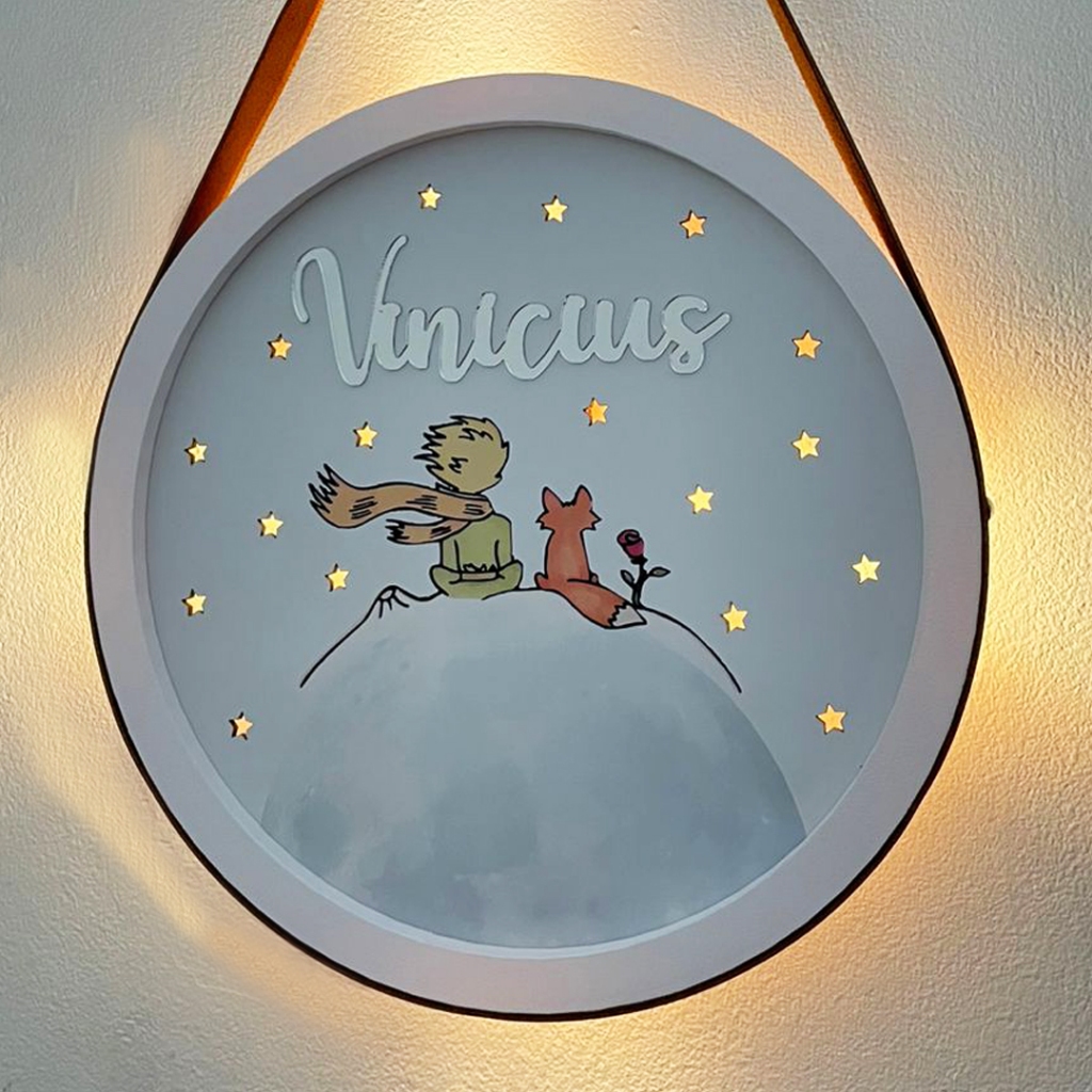 Porta Maternidade Pequeno Príncipe - Com Moldura - LED - Personalizado - PM082