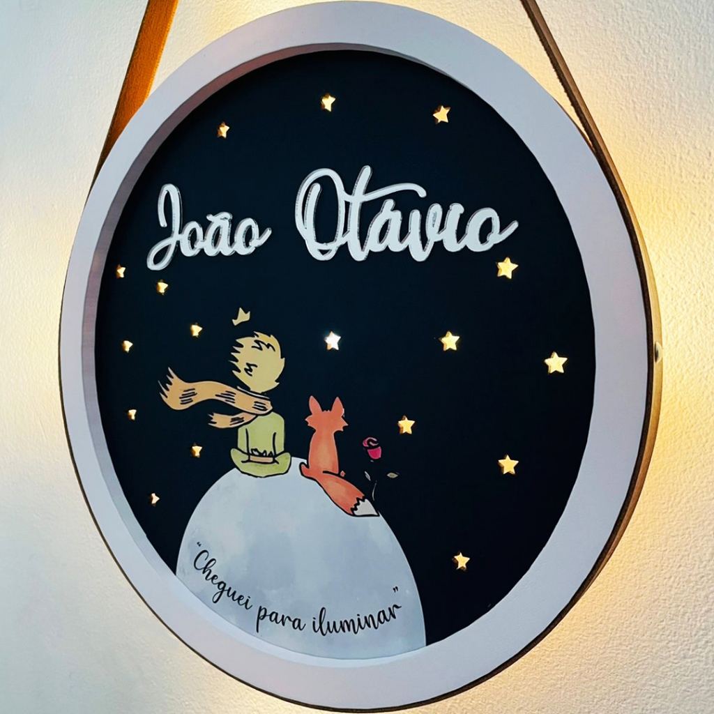 Porta Maternidade Pequeno Príncipe - Com Moldura - LED - Personalizado - PM092