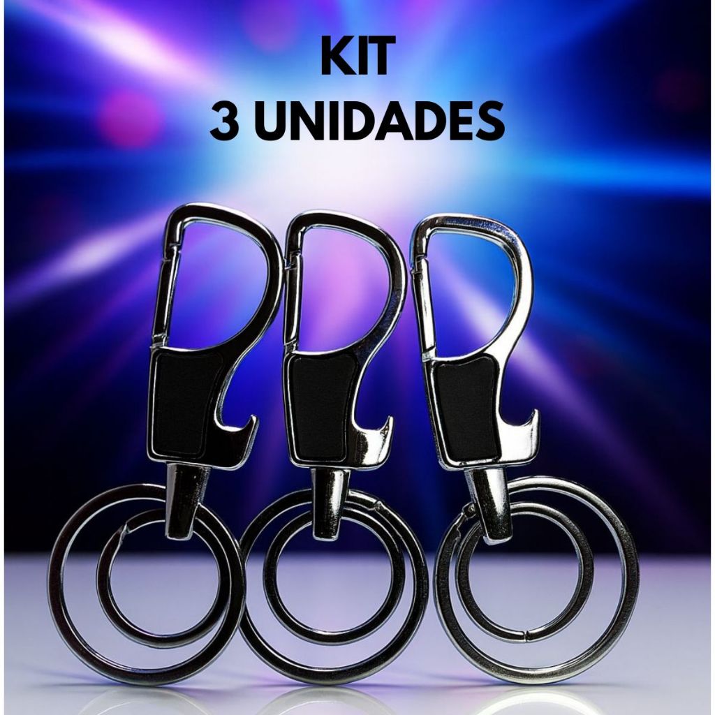 Kit 3 X Chaveiro Mosquetão Vip Resistente Com Abridor Modelo 6601