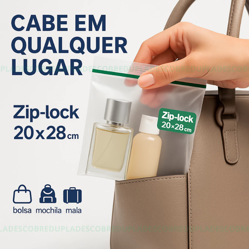 10 Sacos Zip lock Viagem Internacional Oficial Líquidos Aeroporto 20x28cm
