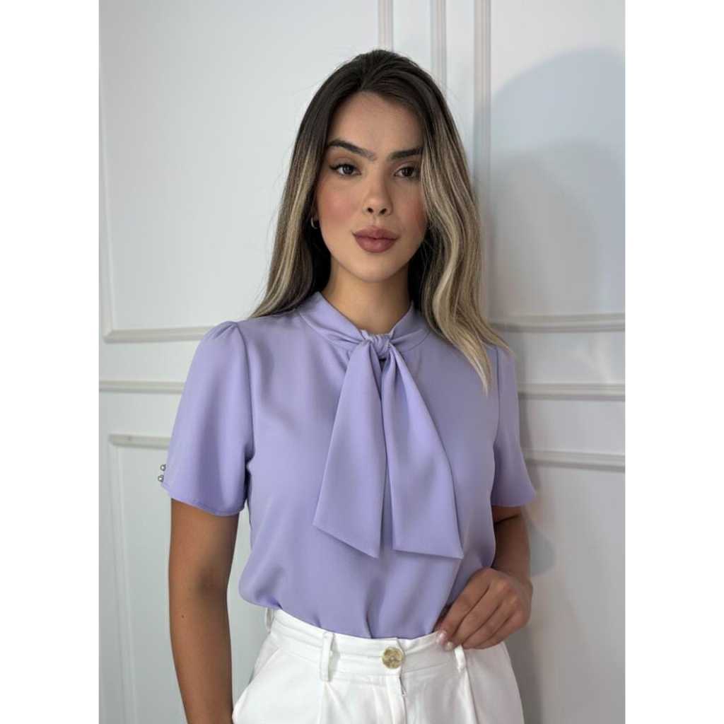 Blusa Feminina Evangélica Manga Curta Social Trabalho em Oferta na Shopee