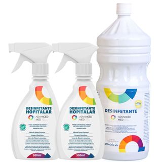 Kit Desinfetante Hospitalar Advanced Med Duplo Gatilho 500mL e 1 refil de 2 litros
