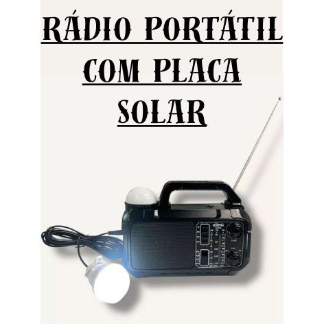 Rádio Portátil com Placa Solar + Lâmpada de Emergência FM/AM/SW LE-618 - Lelong em Oferta na Shopee