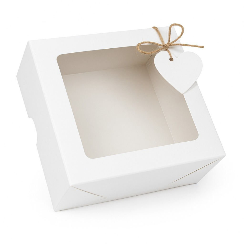 Caixa Branca Com Visor Para Presente 10x10x4,5 - 100un em Oferta na Shopee