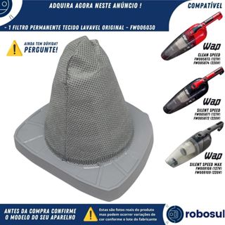 Filtro de Pano Permanente Lavável Para Aspirador Wap Silent Speed - Fw006030 em Oferta na Shopee