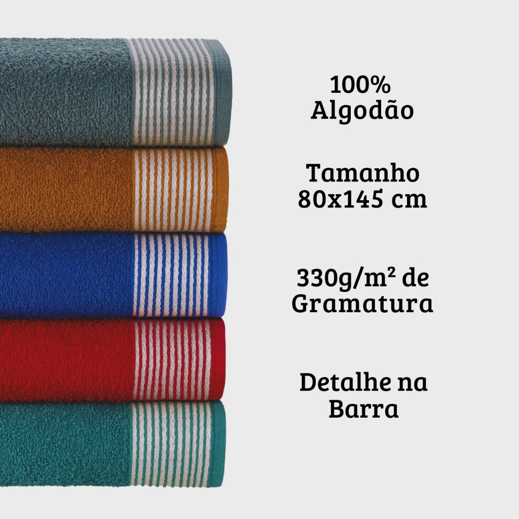 Toalha de banho de algodão com detalhe bordado na barra