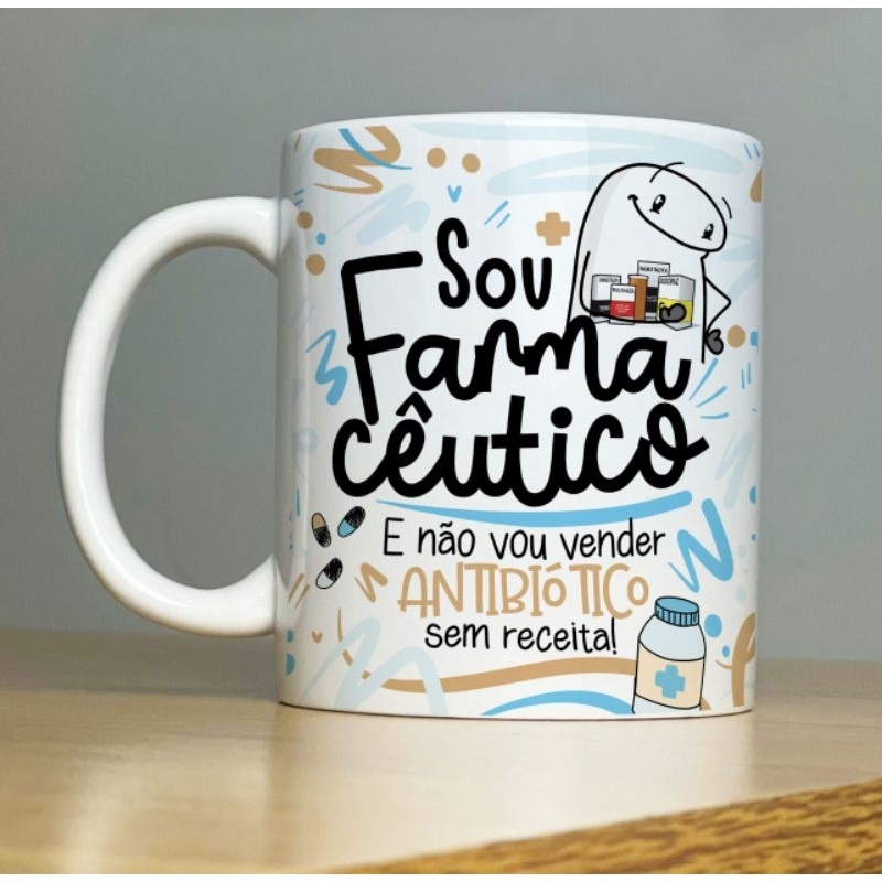 Caneca Personalizada Sou Farmacêutico  325ml Branca Cerâmica Porcelana Presente Lembrança