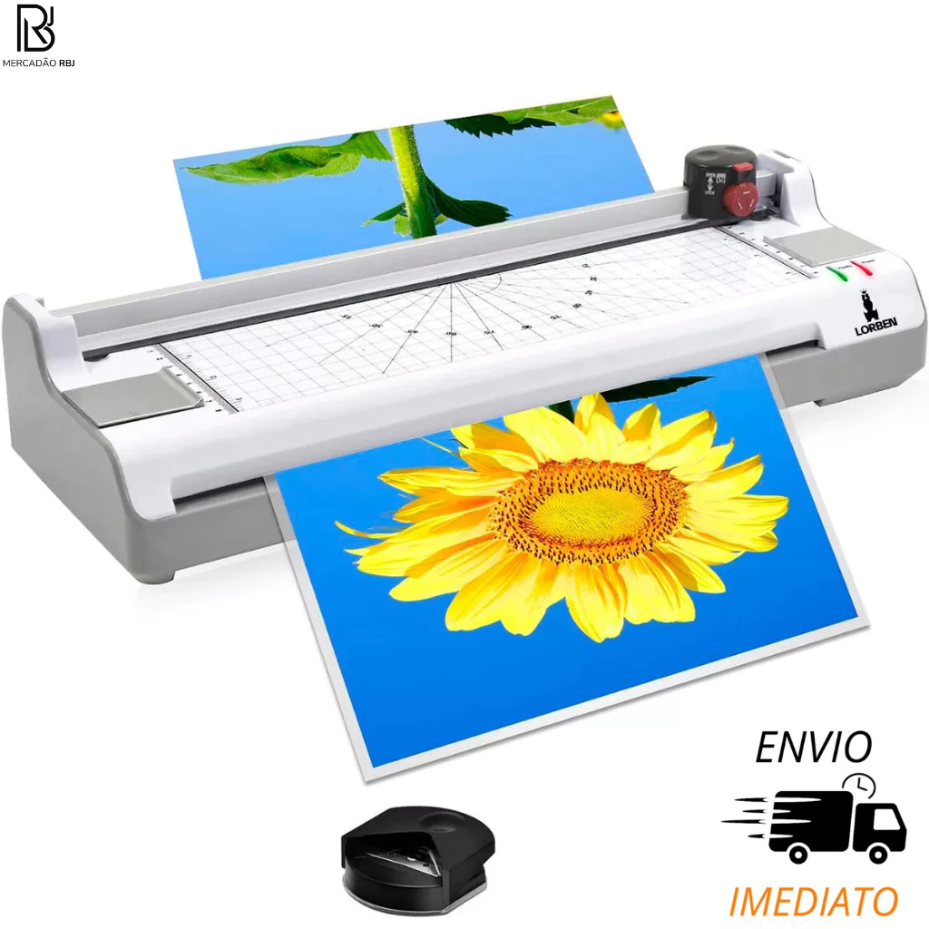 Kit Plastificadora Refiladora 3x1 A4 Laminadora + 100 Plástico Para Plastificar Alto Brilho