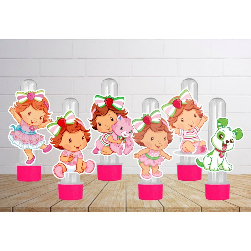 Apliques de Aniversário para Tubetes Moranguinho Baby - Tags - Lembrancinhas - Festa Infantil - Papelaria Personalizada