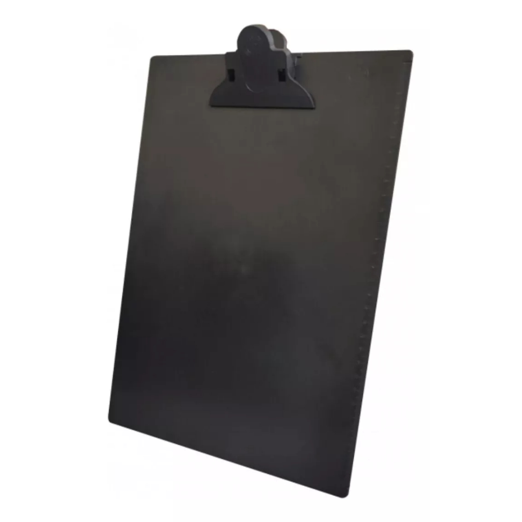 Prancheta Ofício A4 Régua Preta Garra Plástica Kit Com 02 Preto