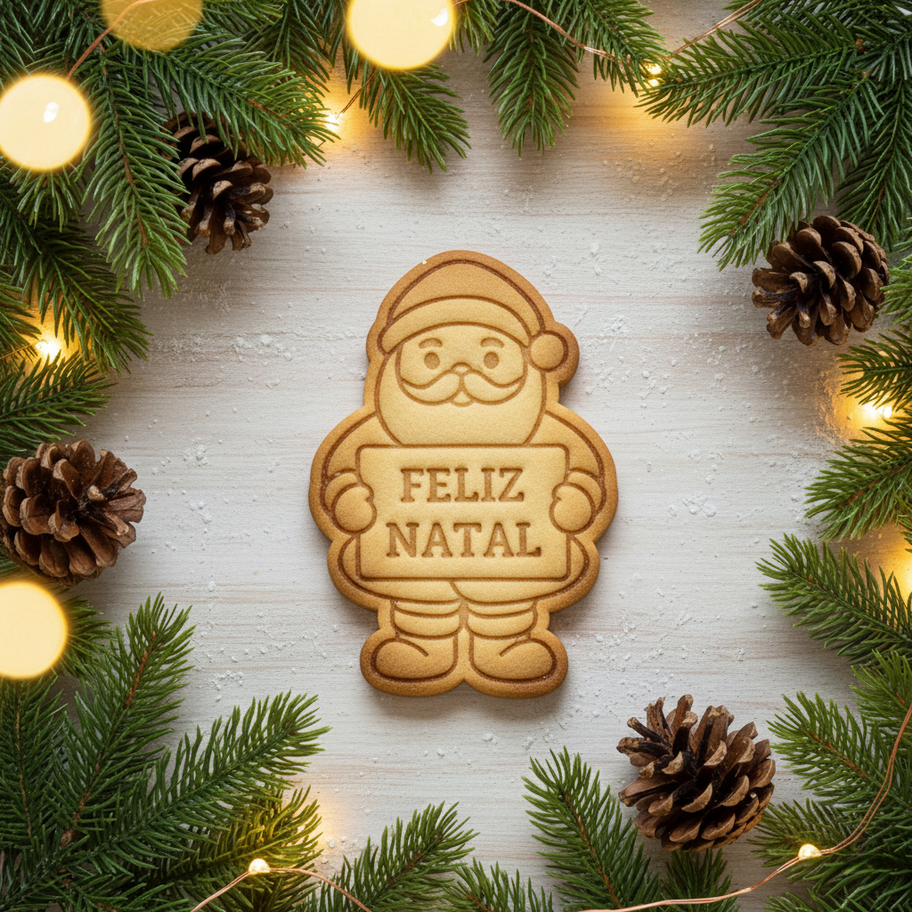 Cortador e Marcador de Biscoito - Feliz Natal Papai Noel 003 - Com Puxador