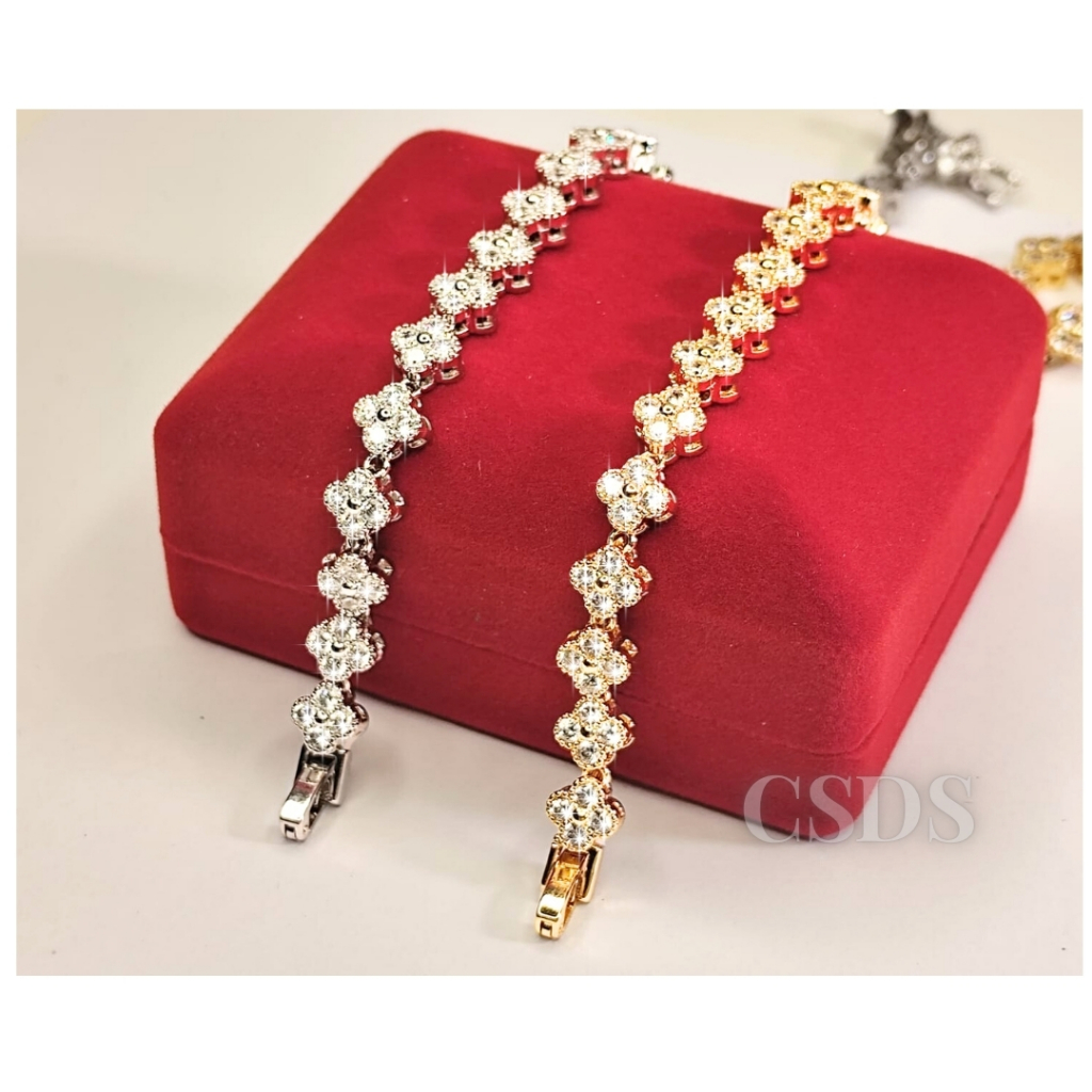 Pulseira Riviera Trevo Cravejado Zircônia Semijoia LUXO Feminino e Masculino, Qualidade e Brilho