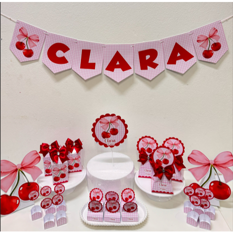 Mini Kit/  Só um Bolinho cerejinha / Kit Festa cerejinha / Personalizado/ Mesversário/ Aniversário/ só um bolinho