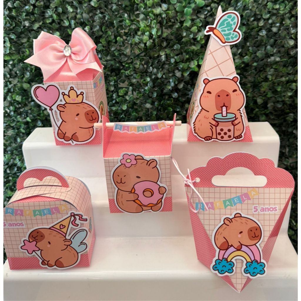 Lembrancinhas capivara/ Kit festa caixinhas personalizadas/ Capivara/ aniversário/ mesversário