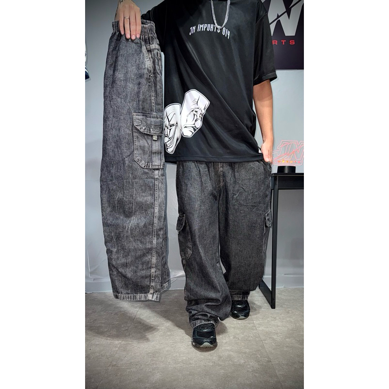 Calça Jeans Cargo Dazzling Cinza Estonado Streetwear Sportlife