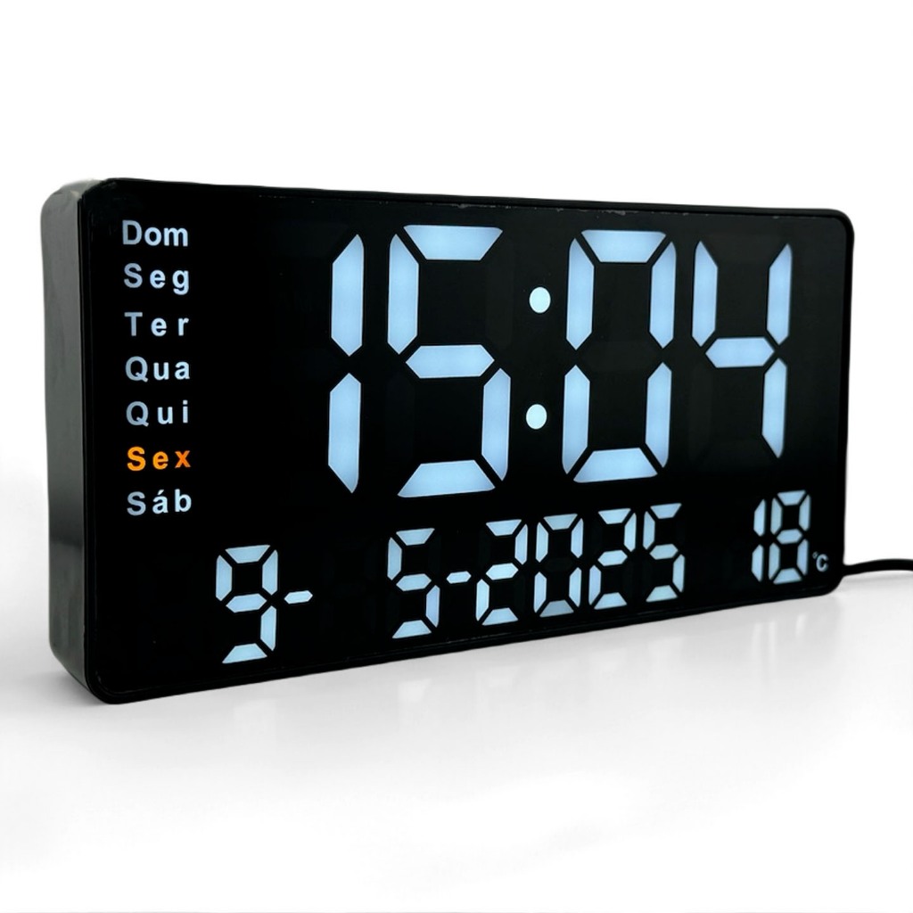 Relógio Digital LED De Parede E Mesa Calendário Alarme Data Temperatura LE-2167 em Oferta na Shopee