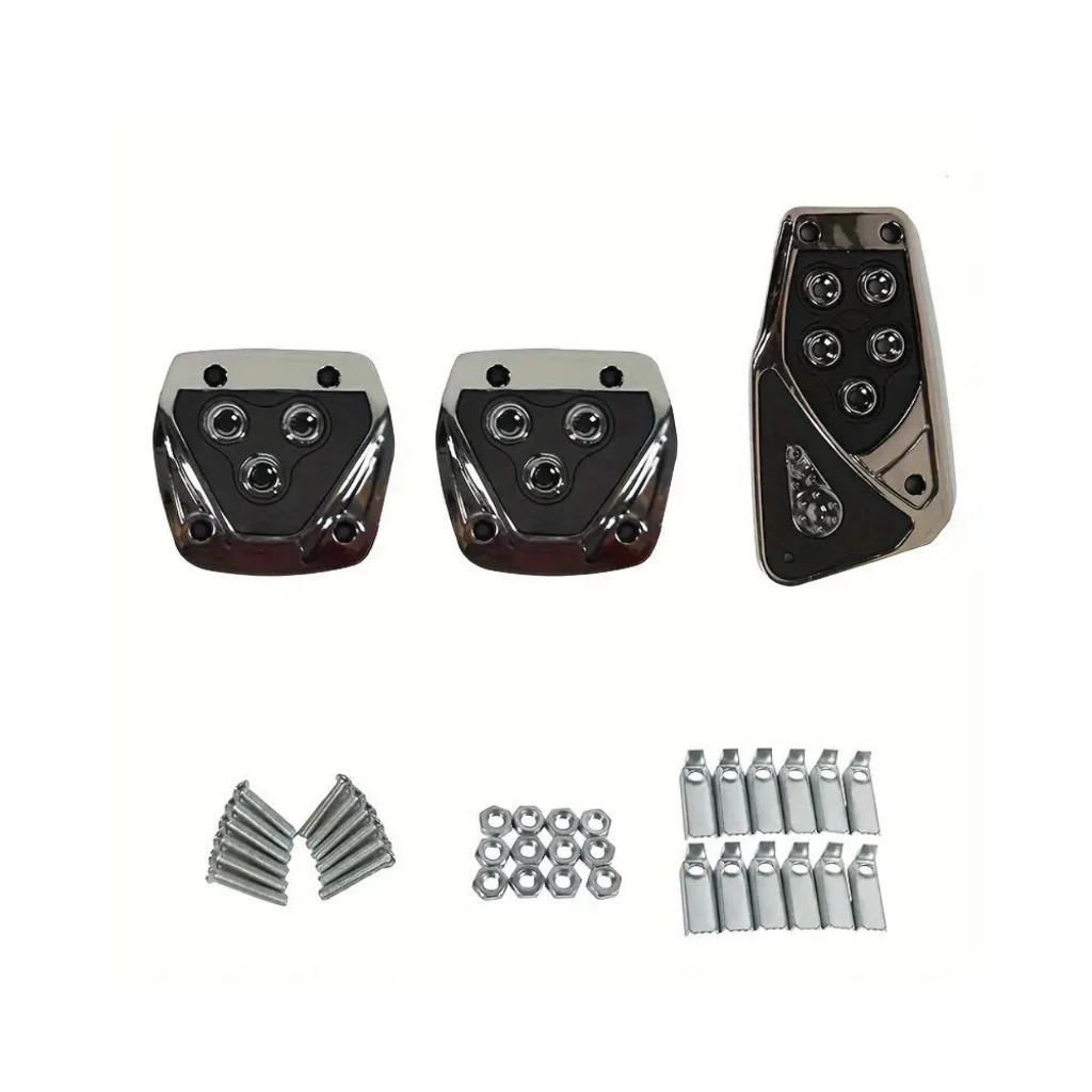 Kit 3 Peças Pedaleiras Esportivas Automotiva Carros Tuning Acessórios Universal preto