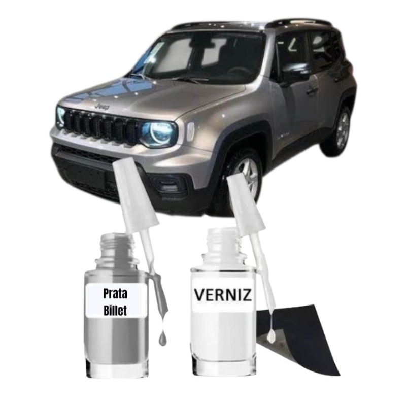 Tinta Tira Risco Automotivo Prata Billet Jeep Metálico 10ml+ Verniz Automotivo 10ml