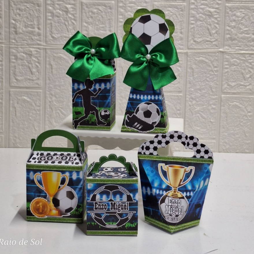 Personalizado de fest Futebol/ Kit Festa PEGUE E MONTE Futebol/ Lembrancinhas Futebol - Caixinhas de festa personalizada