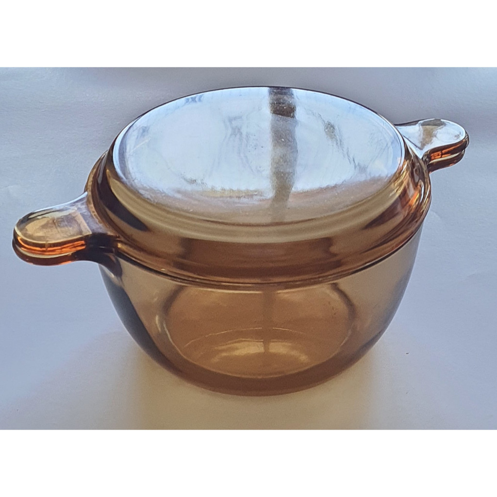 Panela Caçarola de Vidro Vision Original 2,5L Cor Âmbar 30cm (Antiguidade com marcas de uso)