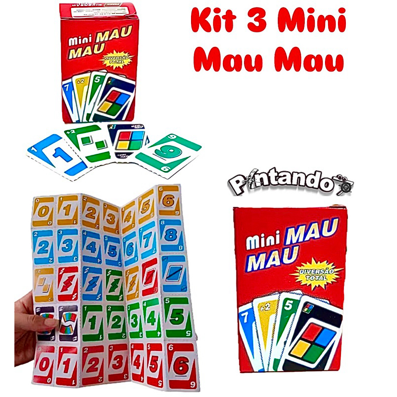 Kit 3 Mini Mau Mau Jogo Uno 54 Cartas Lembrancinha Brinquedo Infantil em Oferta na Shopee