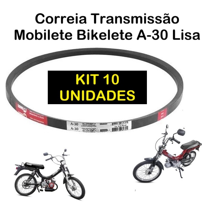 Kit 10 Peças Correia Em V Lisa Polia V  - A30 A-30 Bicicleta Mobilete E Bikelete Monark Caloi