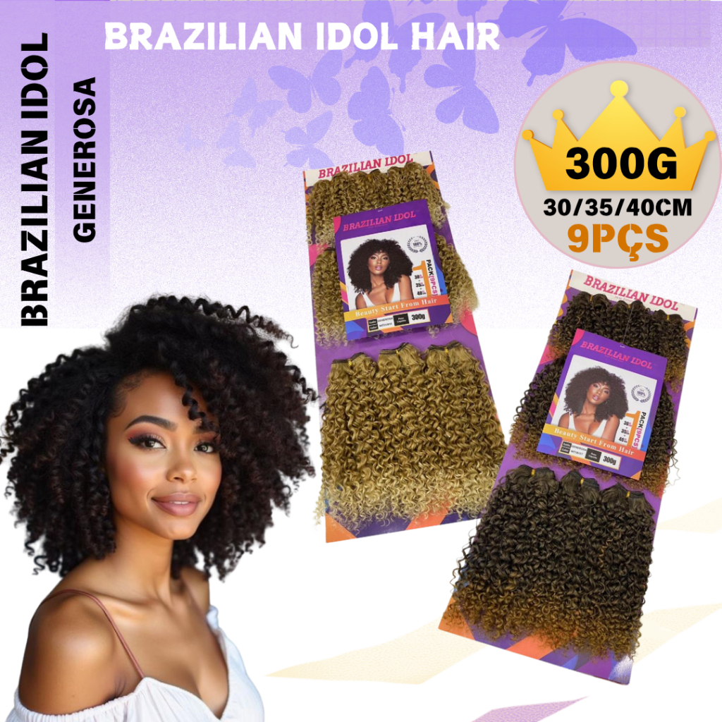 Cabelo Generosa 40cm Fibra Brazilian Idol Cabelo Cacheado Volumoso Orgânico - 300g