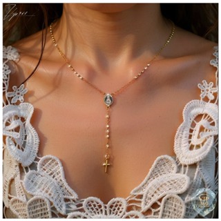 COLAR TERÇO NOSSA SENHORA APARECIDA PROTEÇAO BANHADO A  PRATA E OURO 18K em Oferta na Shopee