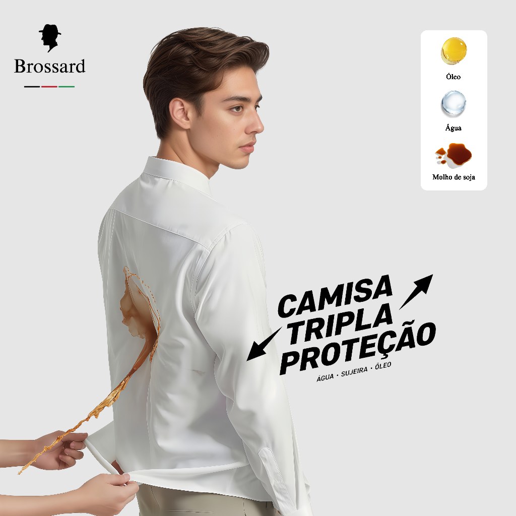 Camisa Social Masculina Tripla Proteção BROSSARD Série Diamante Produto Importado Frete Grátis em Oferta na Shopee