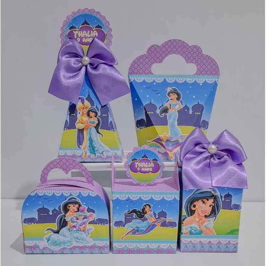 PEGUE E MONTE - KIT FESTA CAIXINHA PERSONALIZADAS LEMBRANCINHA PRINCESA JASMINE ALADIM
