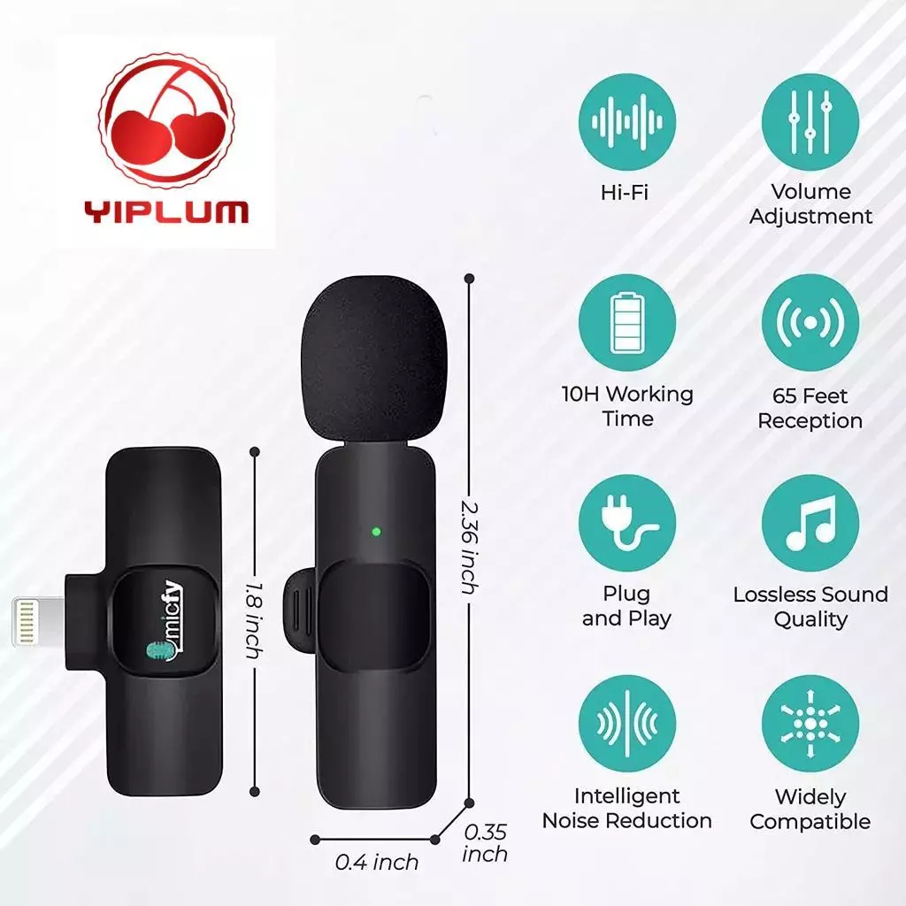 Microfone de Lapela Sem Fio Bluetooth p/ iPhone