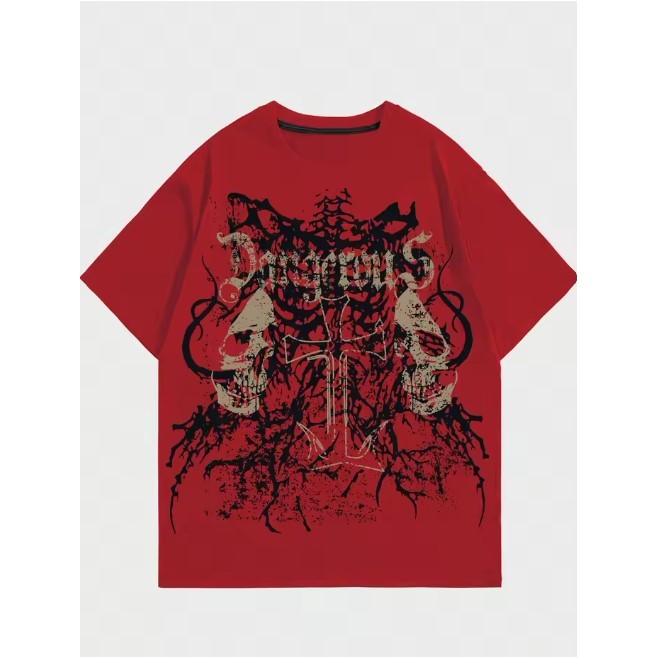 Camiseta Camisa Blusa Algodão Unissex  punk grunge com estampa de caveira