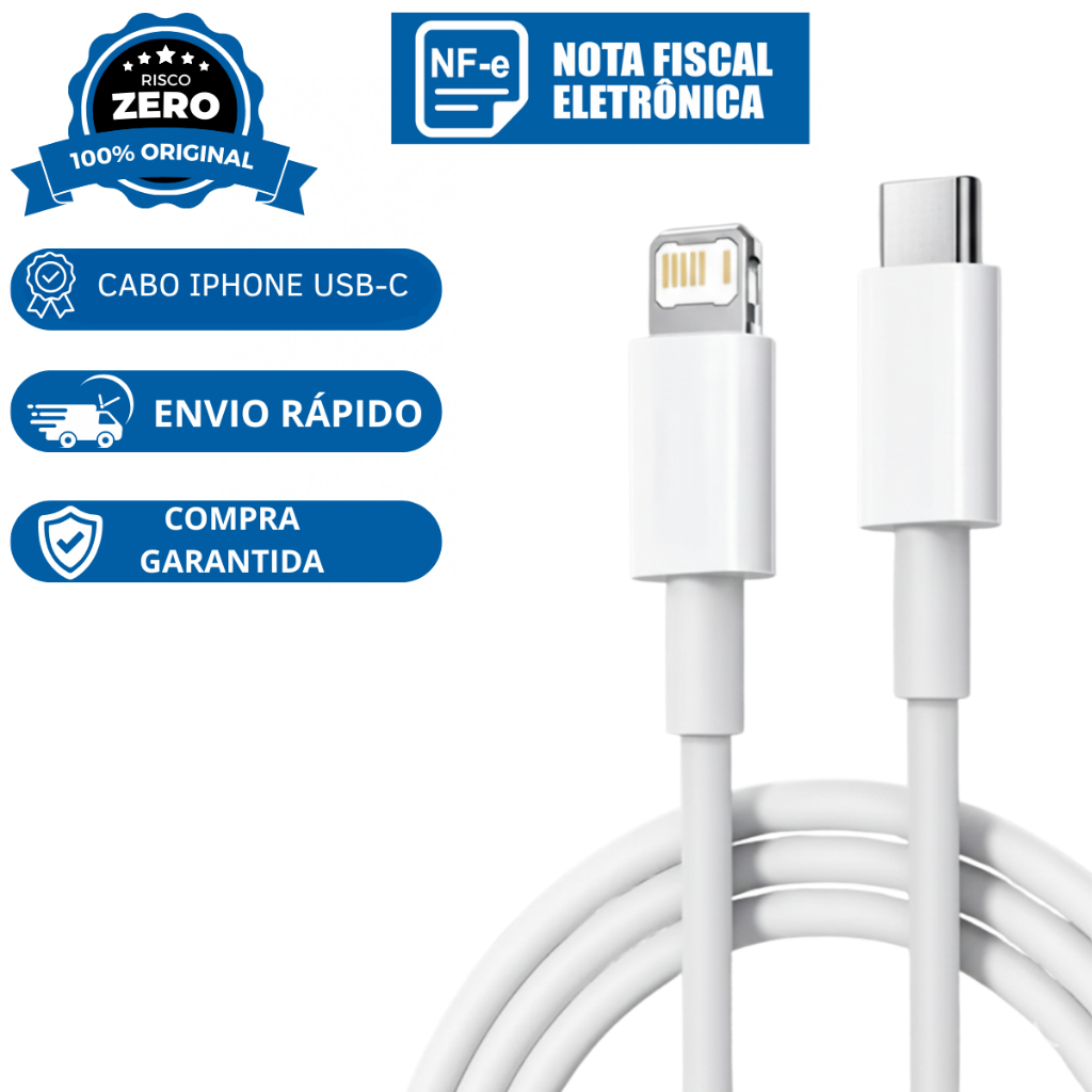 Cabo iPhone Apple Lightning Tipo C 1 Metro Salyta Store em Oferta na Shopee