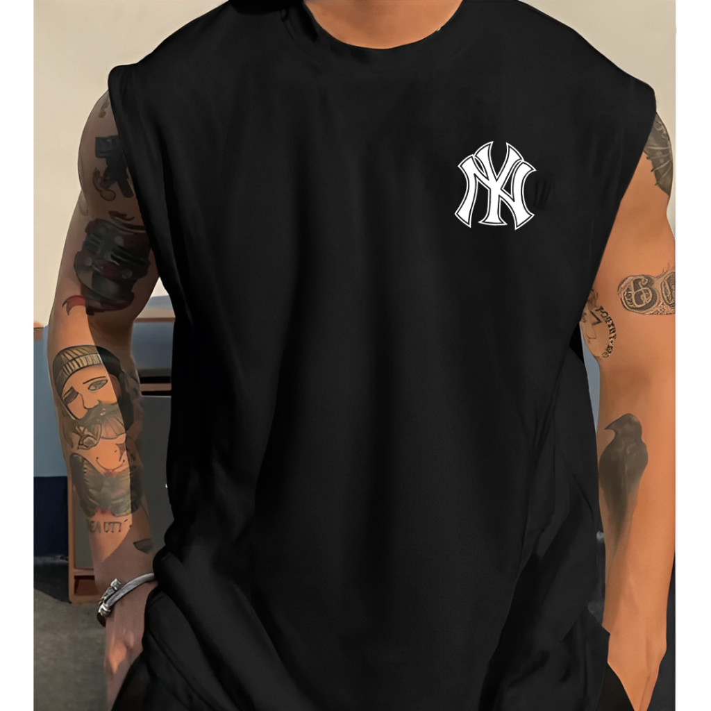 Regata Oversized Sleeveless Academia Camiseta Larga Moda Masculina Algodão Streetwear Olympia Treino Fitness