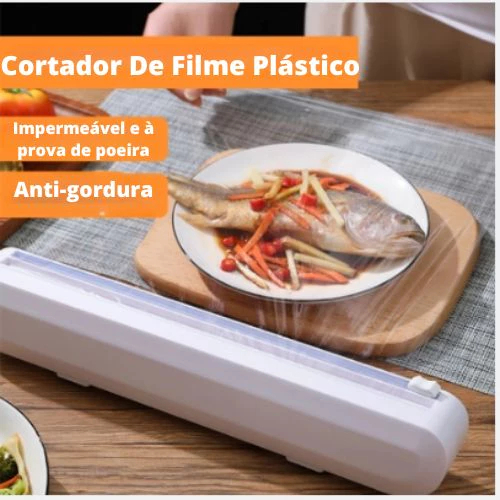Dispensador Filme Plástico Cortador Suporte Sela Proteção Conserva Alimentos Papel Alumínio Parede