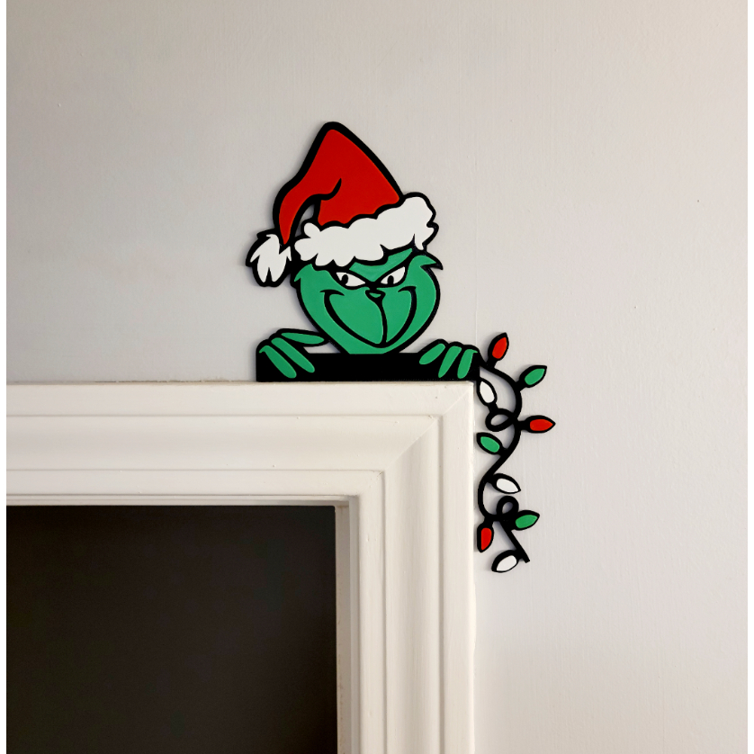Enfeite de Natal para Porta Grinch com Pisca Pisca